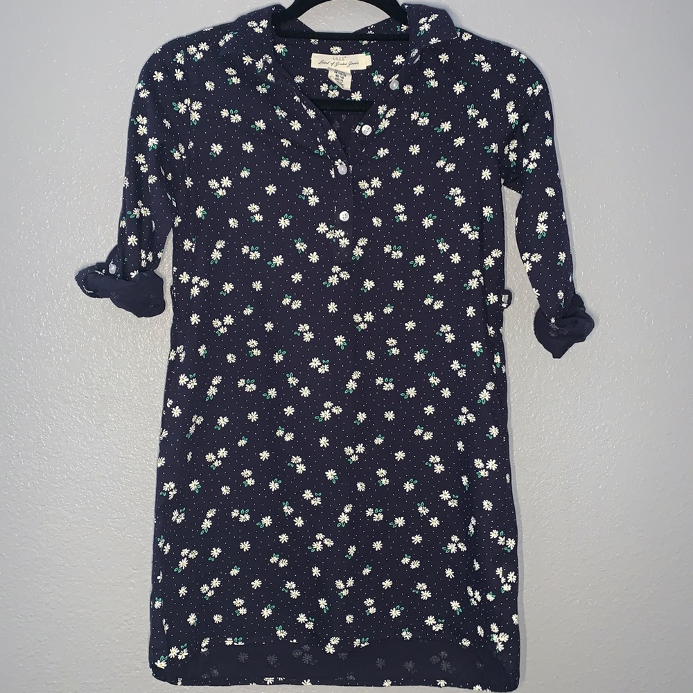 LOGG Navy Blue Girls Flower Dress- 9-10Y